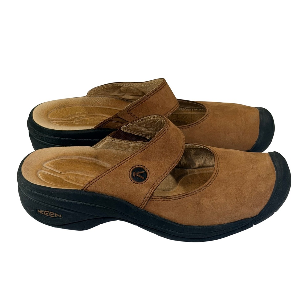 Keen Saratoga Mary Jane Mule Womens 7 Brown Leather Slip On Clog Comfort Casual